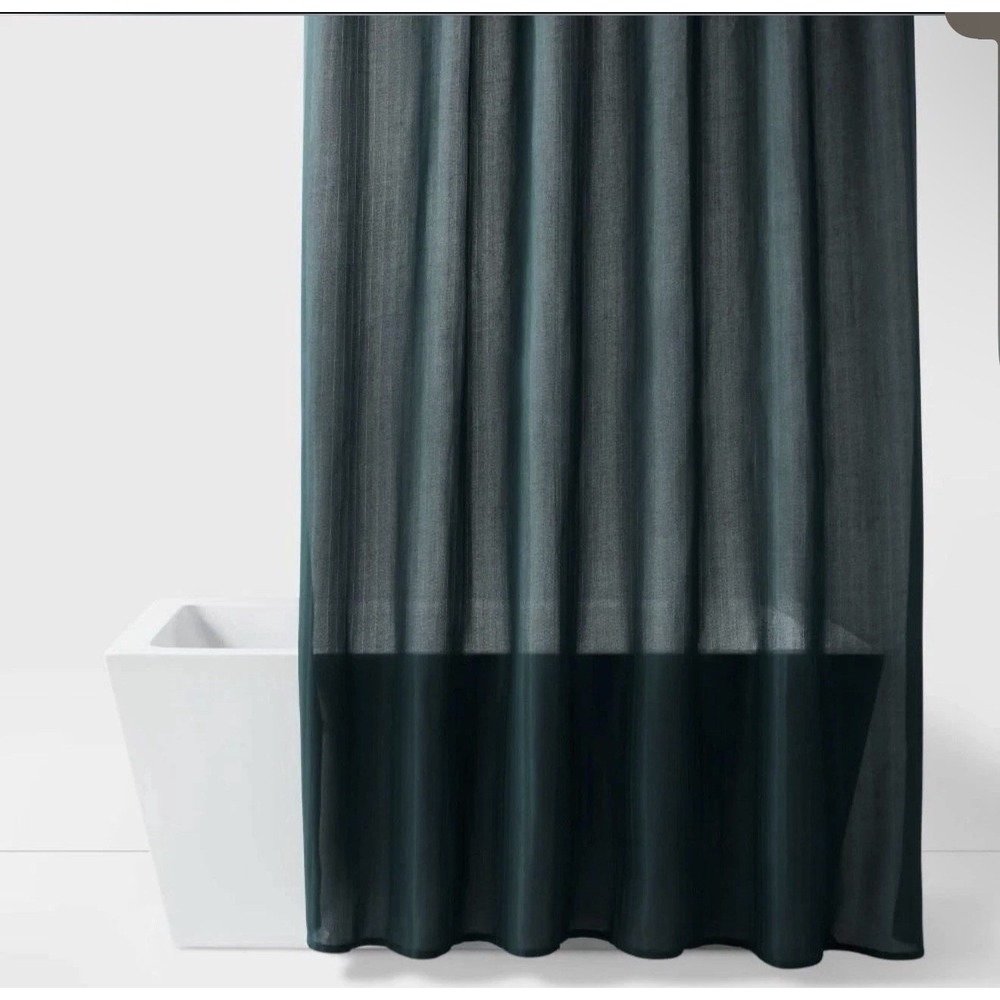Room Essentials Extra Long Herringbone Shower Curtain Dark Green 72x84 NWT